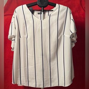 SHEIN Curve 2XL Navy Blue and White Striped Top